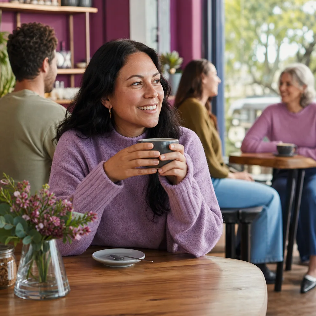 A couple having coffee at a relaxed Norfolk cafe